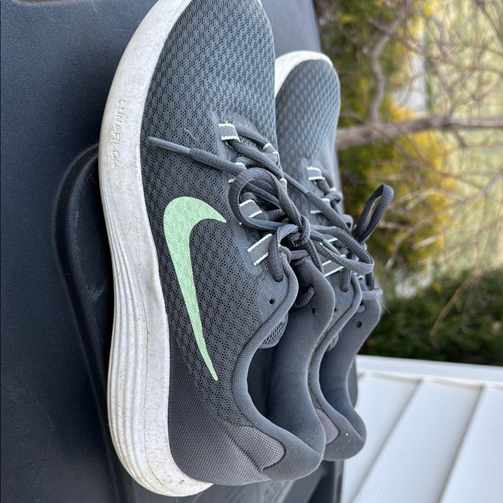 Nike Gray and Green Athletic Shoes